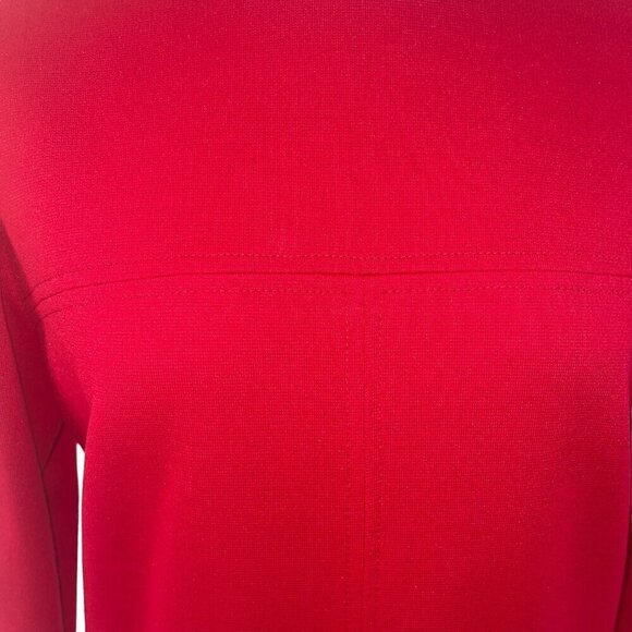 Vintage Womens Dress Size Medium Red Knit Shift Long Sleeve Zip Pockets - Picture 4 of 8